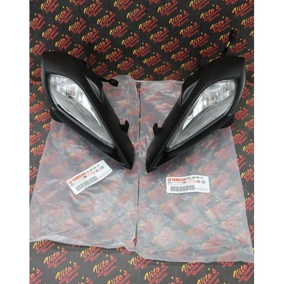 2 x Headlights + bulbs + plastic surround + socket Yamaha YFZ450 Raptor 700 700R